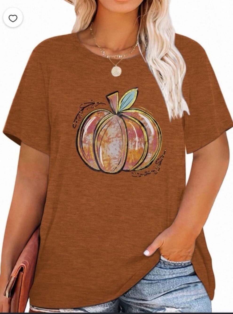 Womens Fall Shirt Size 2X Lightweight Novelty Print Pumpkins Autumn